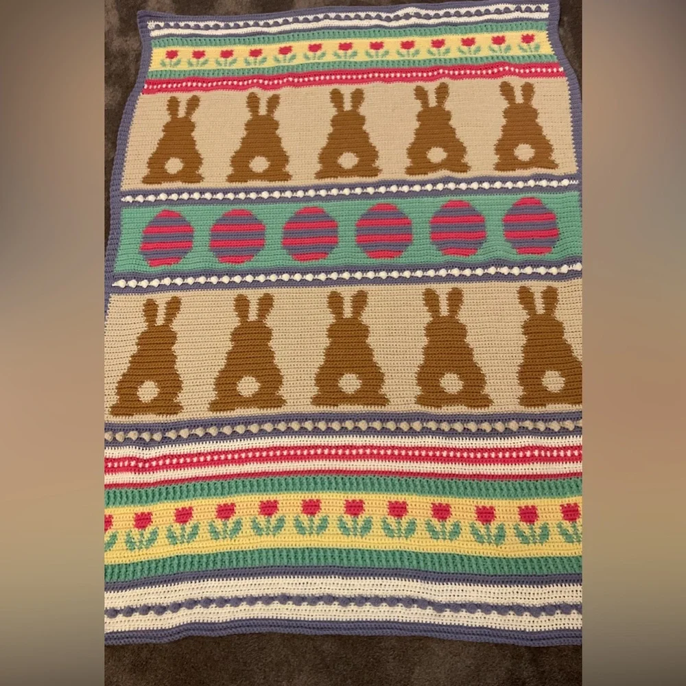 Handmade Crochet Easter Blanket - Picture 2 of 6